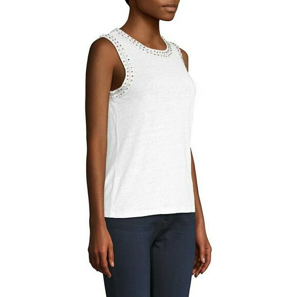 GENERATION LOVE Lucy rainbow studded tank top linen tee muscle t-shirt Sz XS NEW - Picture 8 of 8